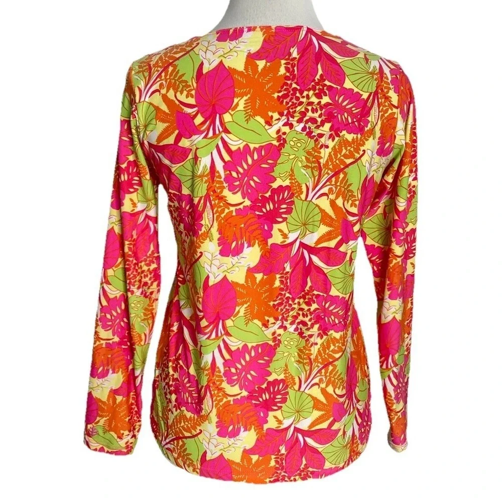 Coolibar Neon Tropical Floral  UPF Rash Guard Top Size‎   XL